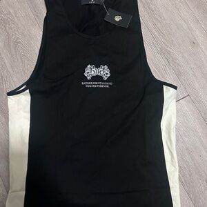 Dar Sport Black and White Men's Sleeveless Tank Top with Wolf Graphic